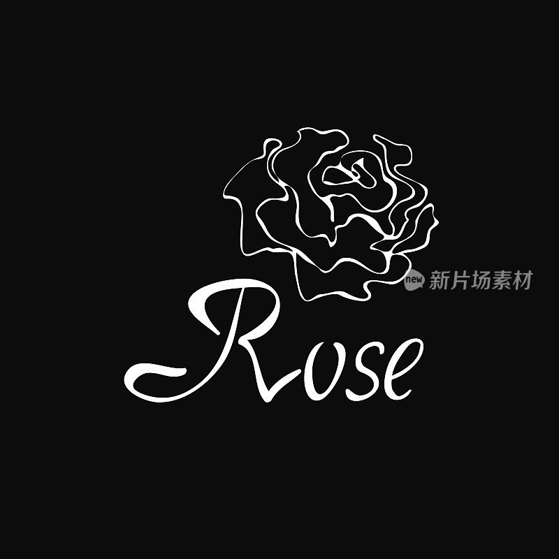 Vector outline symbol with rose